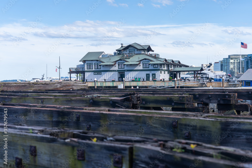 Fototapeta premium Boston docks , ocean life wooden