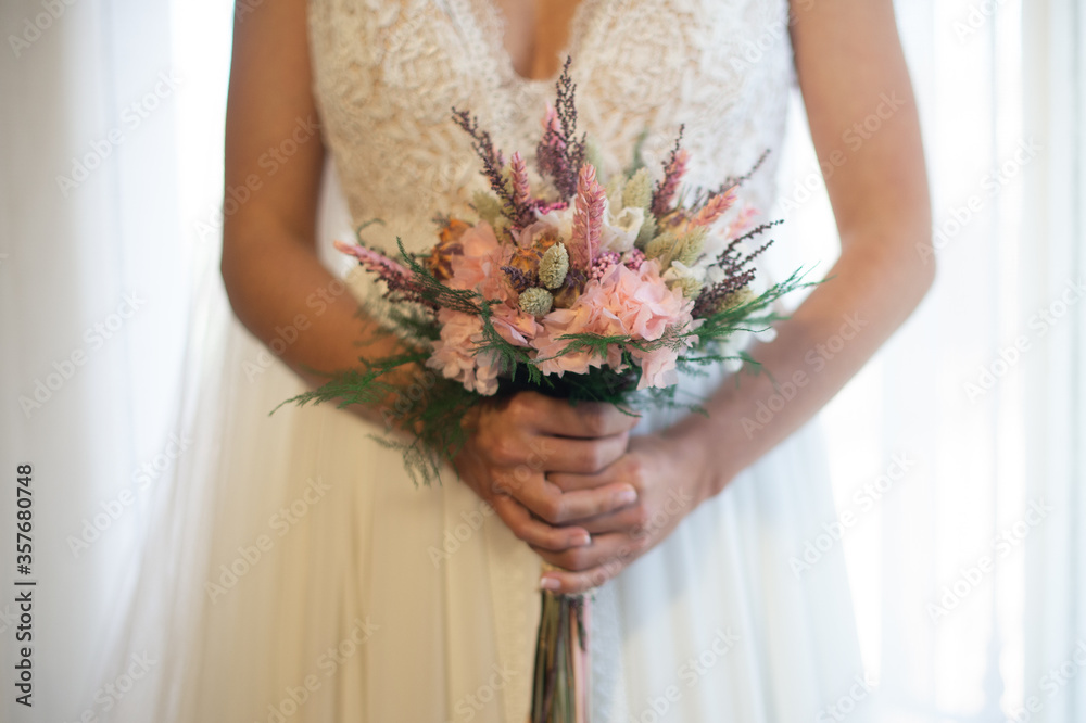 bridal bouquet with precious flowers