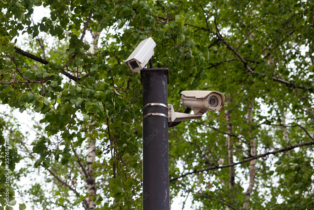 Moscow, Russia 05.06.2020 Street surveillance cameras in the city. urban environment. The people-watching. Moscow, Russia 05.06.2020 Street surveillance cameras in the city. urban environment. The people-watching.