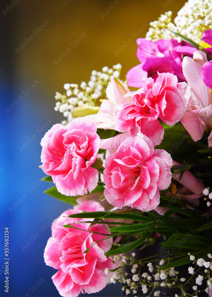 Composition with bouquet of freshly cut flowers Composition with bouquet of freshly cut flowers