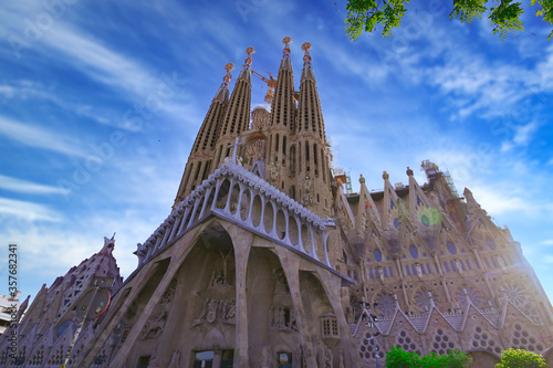 Photography Barcelona, Spain - June 15, 2019: Cathedral of La Sagrada Familia