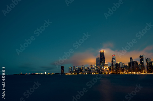 Chicago, IL / USA - Jun 5 2015: Photo to downtown of Chicago in midnight in Jun