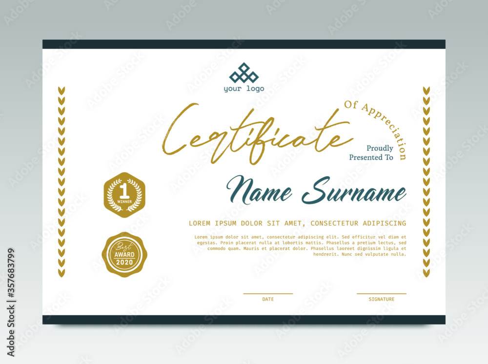 Certificate template awards diploma background vector modern design simple elegant and luxurious elegant. layout horizontal in A4 size Certificate template awards diploma background vector modern design simple elegant and luxurious elegant. layout horizontal in A4 size