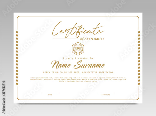 Certificate template awards diploma background vector modern design simple elegant and luxurious elegant. layout horizontal in A4 size