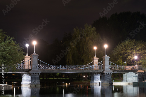 night view of the bridge in the Boston garden