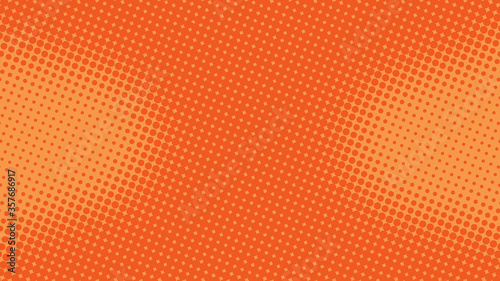Bright orange pop art background in retro comic style with halftone dots design