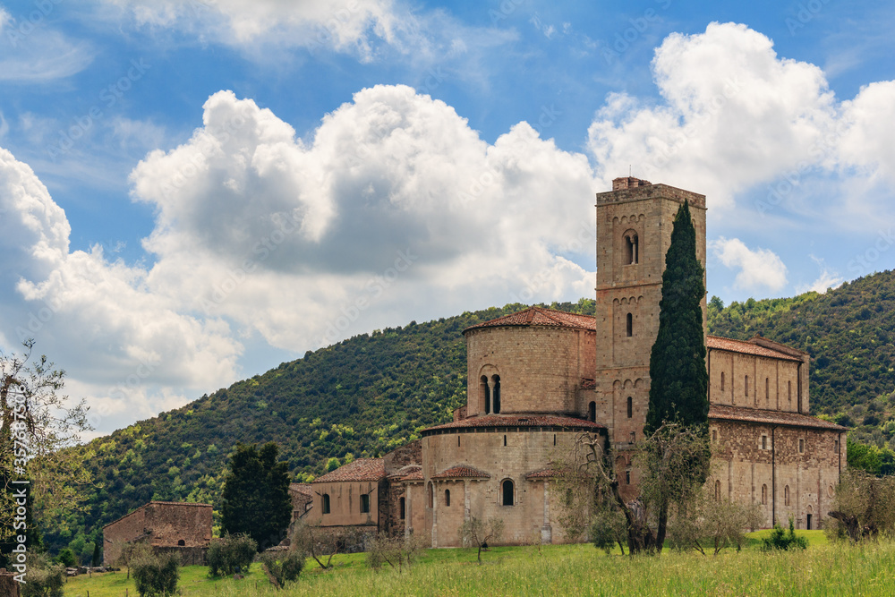 The Abbey of Sant'Antimo is a former Benedictine monastery in the comune of Montalcino, Tuscany.