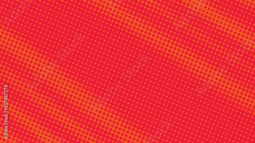 Bright red and orange pop art background with halftone dots in retro comic style, vector illustration backdrop template for your design