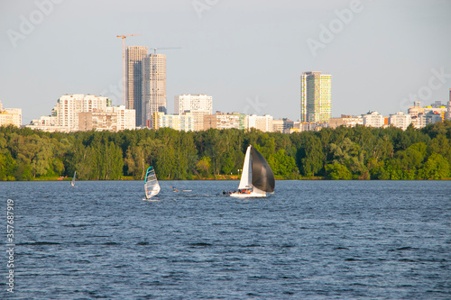 Photography windsurfer on the river, relax
