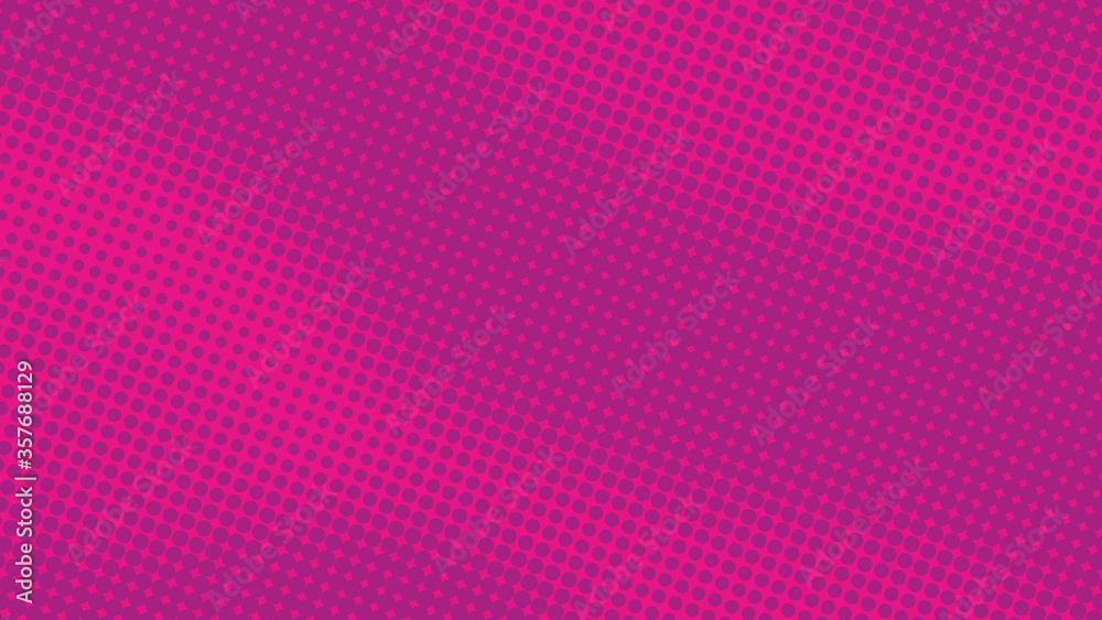 Bright magenta purple pop art background in retro comic style with halftone dots design Bright magenta purple pop art background in retro comic style with halftone dots design