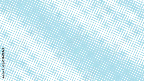 Bright blue with white pop art background with halftone dots in retro comic style, vector illustration backdrop template for your design