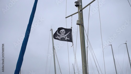 Jolly Roger flag on a mast
