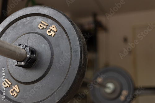 Close up of a barbell