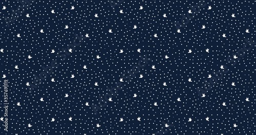 Birds seamless pattern on a dark background. Loop animation 4K