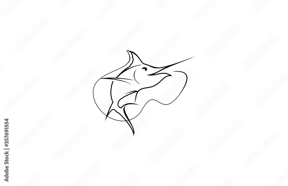 Obraz premium Abstract line marlin fish logo