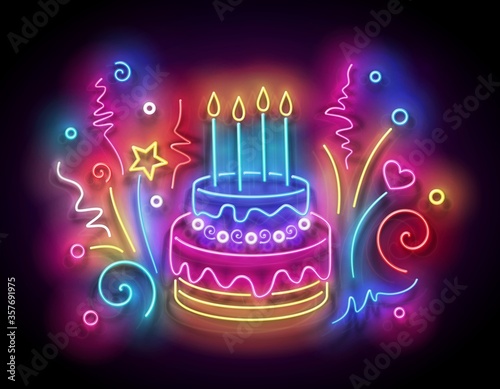 Glow Holiday Cake with Candles and Confetti