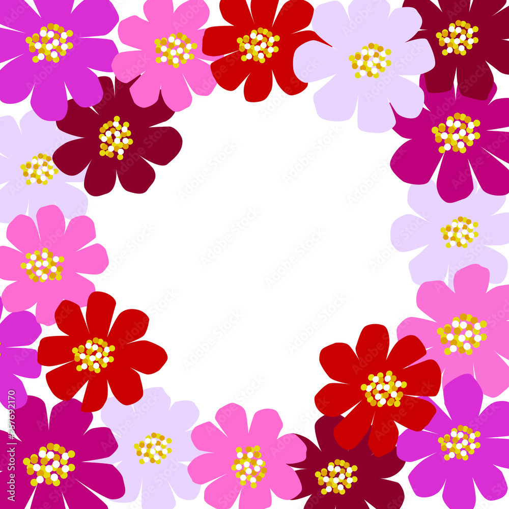 Floral pattern with purple lilac violet pink flowers with mock up space for text 