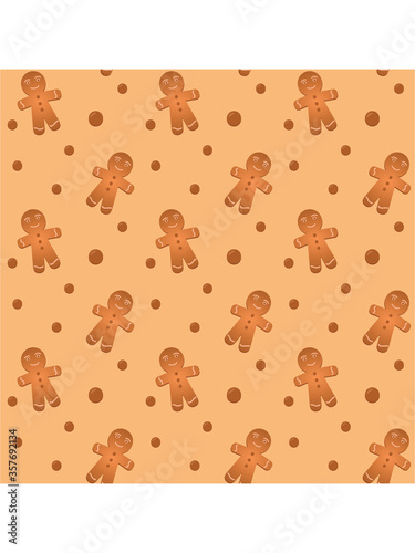 Gingerbread man seamless pattern for Christmas decoration packaging design. 