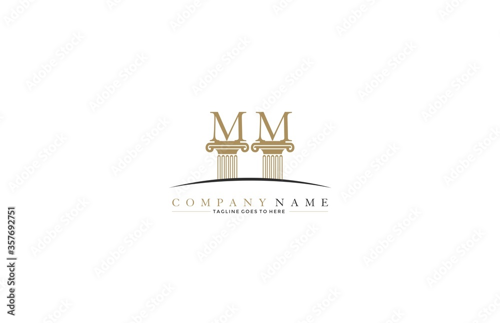 Law firm pillar MM logo design template