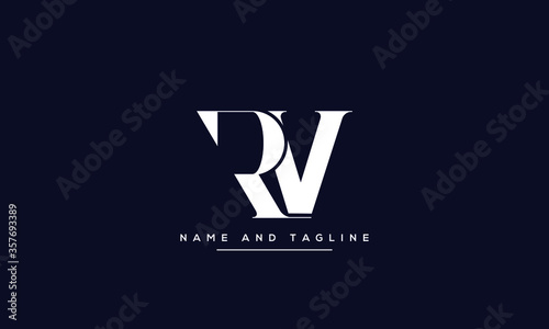 alphabet letters monogram icon logo RV or VR
