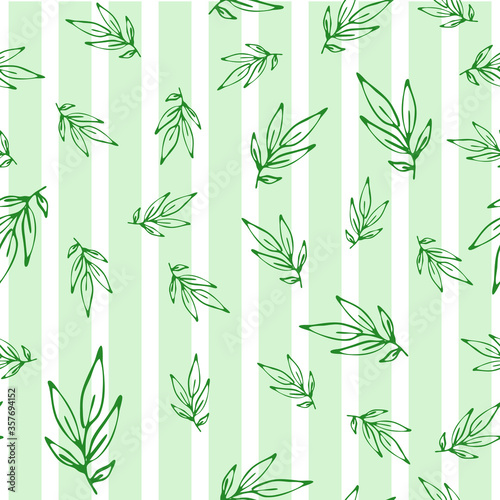 Fototapeta Naklejka Na Ścianę i Meble -  Seamless endless botanical texture pattern leaves for fabric textile or wallpaper