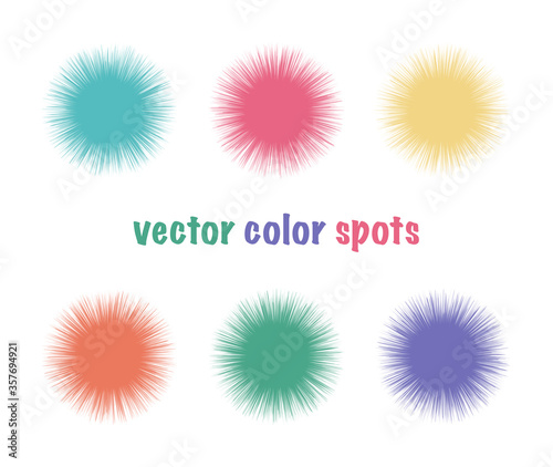 Set of color editable fur spots. Bright circles background. Summer colors abstract shapes for your design