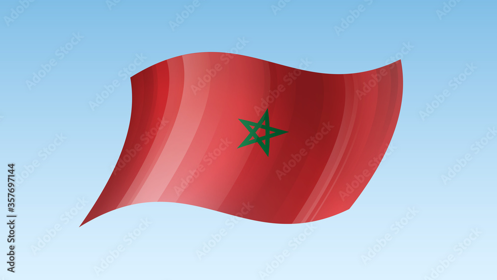 Morocco flag state symbol isolated on background national banner. Greeting card National Independence Day of the Kingdom of Morocco. Illustration banner with realistic state flag. Morocco flag state symbol isolated on background national banner. Greeting card National Independence Day of the Kingdom of Morocco. Illustration banner with realistic state flag.