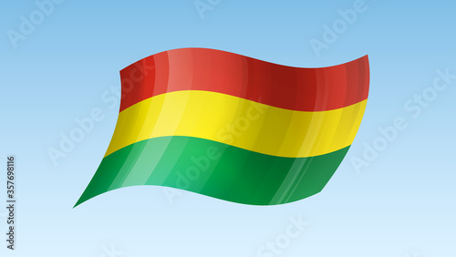 Bolivia flag state symbol isolated on background national banner. Greeting card National Independence Day of the Plurinational State of Bolivia. Illustration banner with realistic state flag.