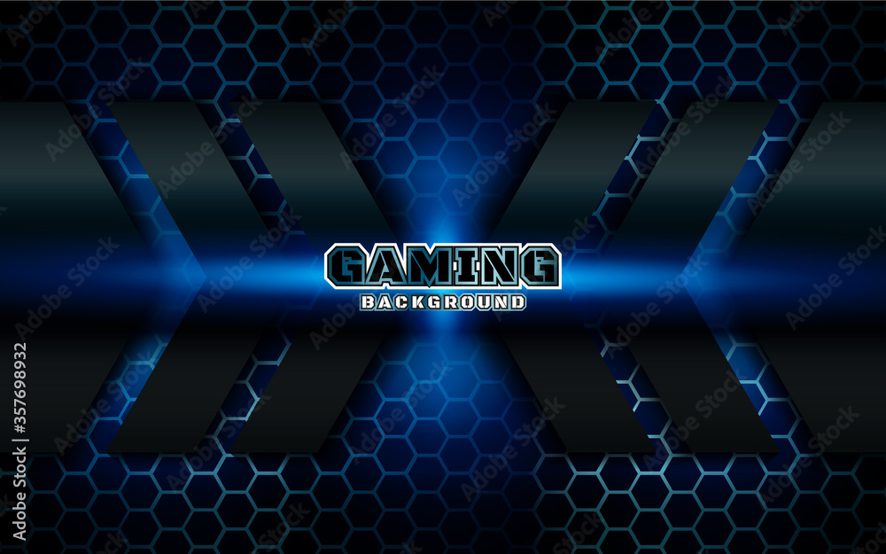 Abstract futuristic black and blue gaming background with modern esport ...