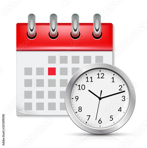 Calendar icon with month time symbol. Flat agenda day reminder event calendar design button