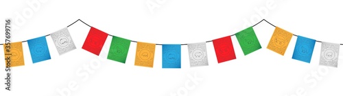 colorful tibetan flags decoration vector isolated on white background photo