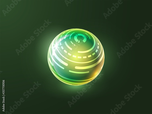 Realistic shiny glass magic sphere, empty crystal globe, glossy bubble, pearl with reflections