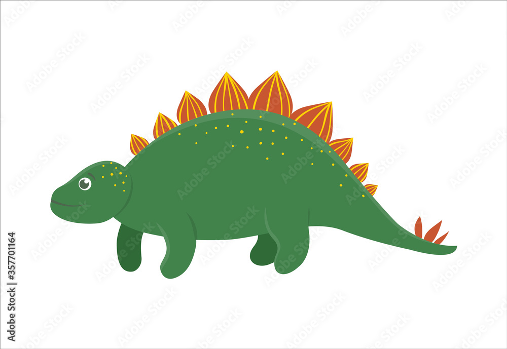 Vector cute dinosaur icon isolated on white background. Funny flat dino character. Cute prehistoric reptile illustration Vector cute dinosaur icon isolated on white background. Funny flat dino character. Cute prehistoric reptile illustration