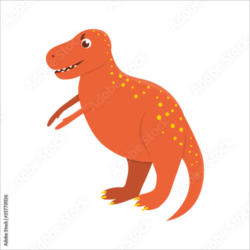 Vector cute dinosaur icon isolated on white background. Funny flat dino character. Cute prehistoric reptile illustration