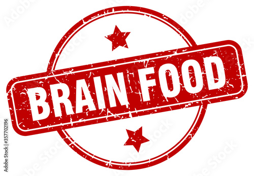 brain food grunge stamp. brain food round vintage stamp