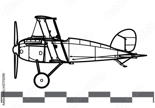 Albatros Dr.II. World War 1 combat aircraft. Side view. Image for illustration and infographics.
