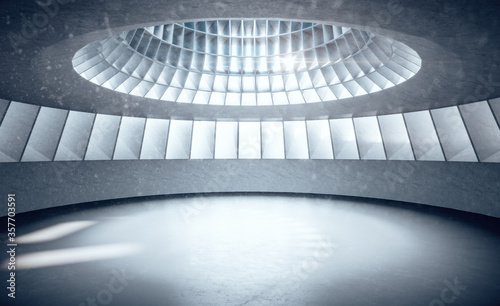 Empty futuristic interior with abstract wall