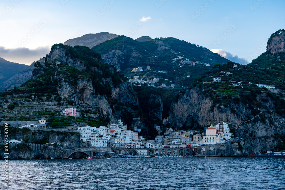 Italy, Campania, Atrani - 14 August 2019 - The beautiful Atrani seen from the sea