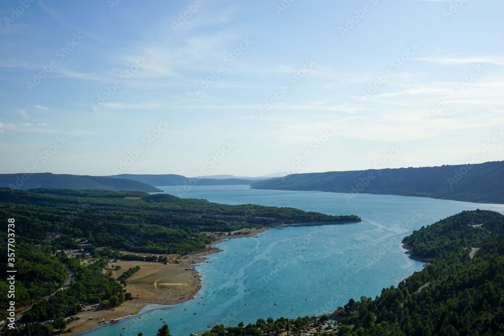 View of Sainte-Croix lake between the Verdon Gorges, France View of Sainte-Croix lake between the Verdon Gorges, France