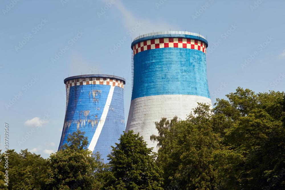 Big old concrete pipes against the blue sky Big old concrete pipes against the blue sky