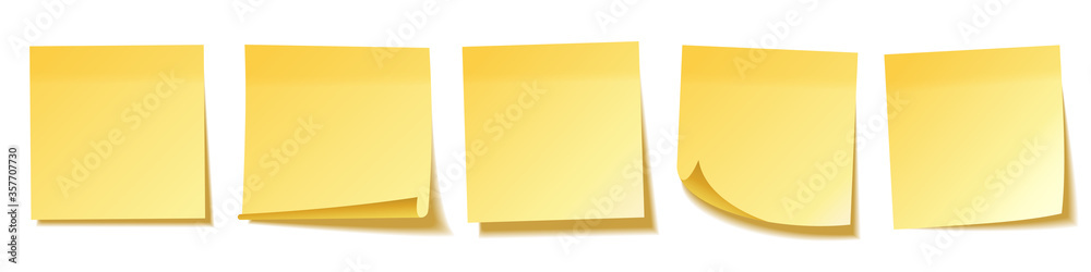 Realistic blank sticky notes isolated on white background. Yellow sheets of note papers. Paper reminder. Vector illustration. Realistic blank sticky notes isolated on white background. Yellow sheets of note papers. Paper reminder. Vector illustration.