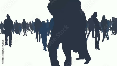 walking around a large crowd of people in white isolated background
