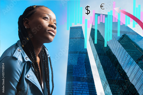 Woman near the skyscrapers....