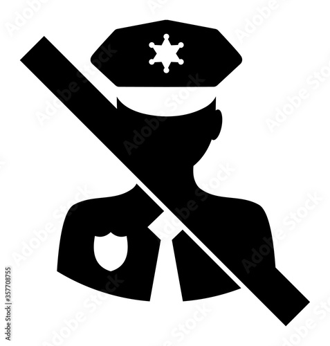 No Police Guard vector icon. A flat illustration design used for No Police Guard icon, on a white background.