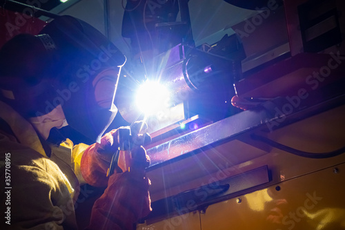 Hot welding. Welder in the ...