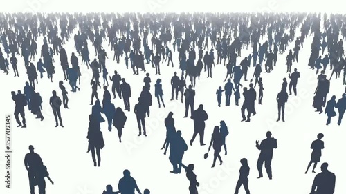 fast camera zooming out of big people crowd