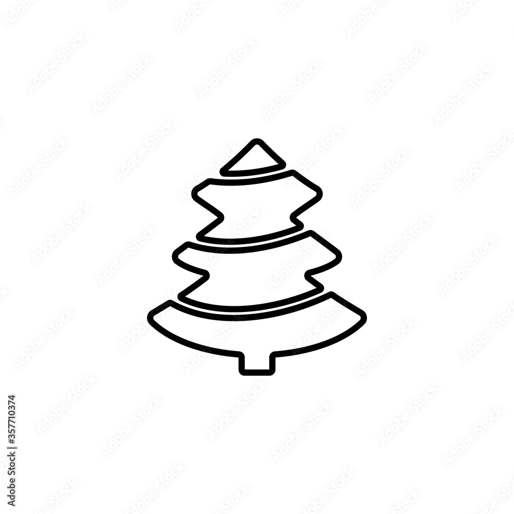 Christmas tree icon. Evergreen conifer. Fir, spruce or pine symbol.