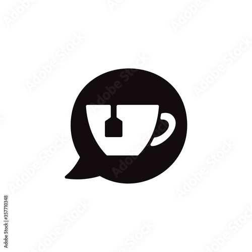 Tea chat icon in line design style. Coffee break symbol.