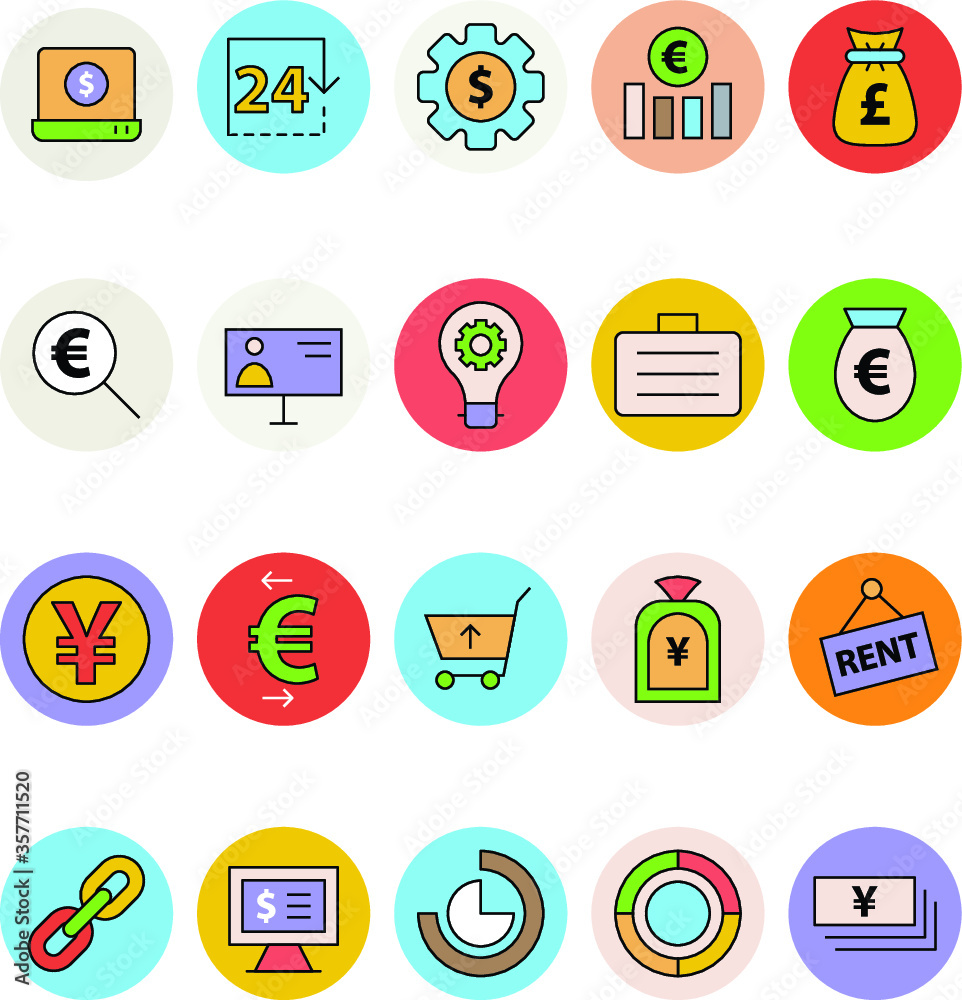 Business and Office Colored Vector Icons