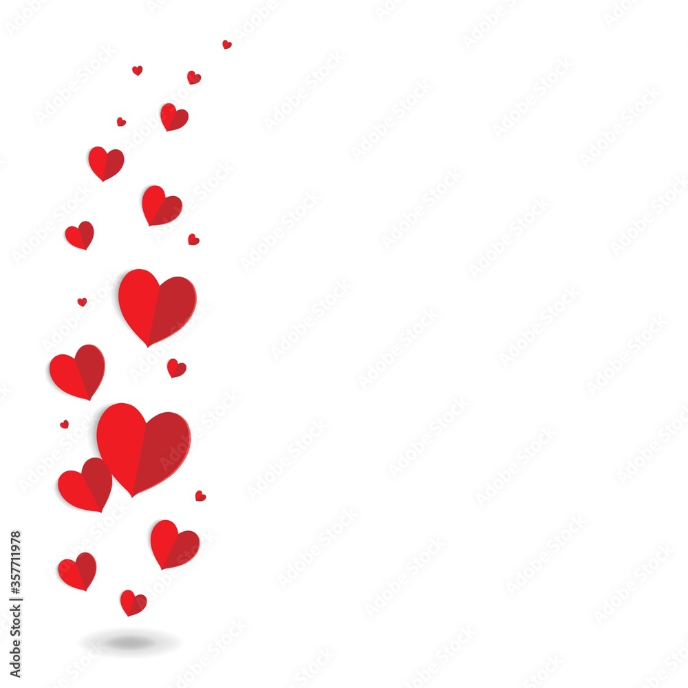 Valentines Day Card WIth Red Hearts With Gradient Mesh Vector Illustration